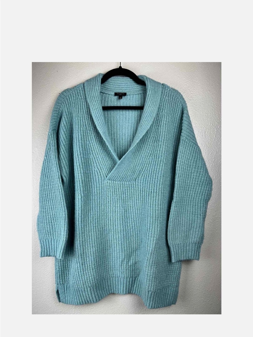 Talbots Light Blue Shawl-Collar Knit Sweater